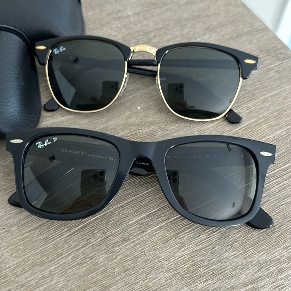 Ray Ban WayFarer Polarized and Clubmaster Black like new